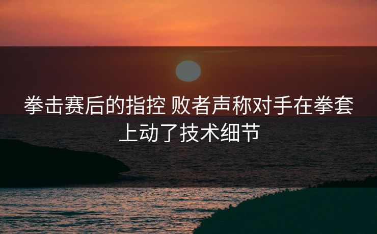 拳击赛后的指控 败者声称对手在拳套上动了技术细节