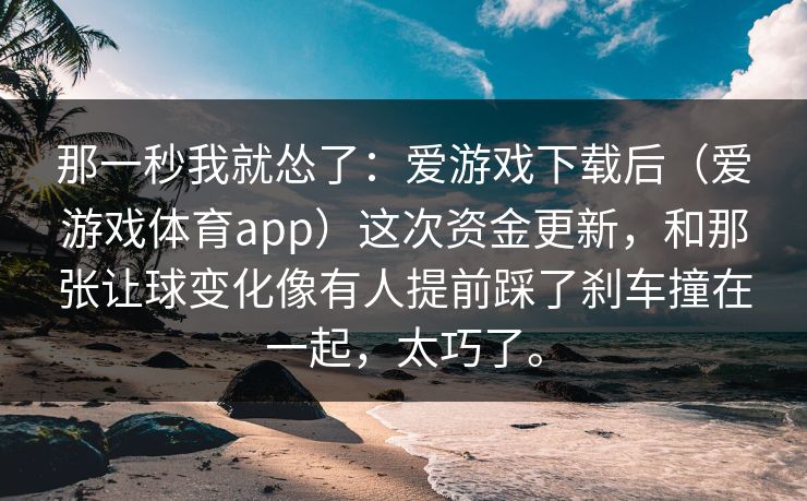 那一秒我就怂了：爱游戏下载后（爱游戏体育app）这次资金更新，和那张让球变化像有人提前踩了刹车撞在一起，太巧了。