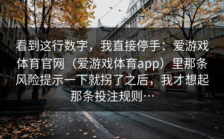 看到这行数字，我直接停手：爱游戏体育官网（爱游戏体育app）里那条风险提示一下就拐了之后，我才想起那条投注规则…